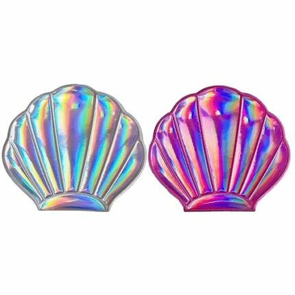 Kopida 2pcs Shell Shape Mirror, Double-Sided 2X Magnification Makeup Mirror, Portable Foldable Laser Pocket Mirror Cosmetic Hand Compact Mirror