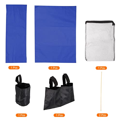 PATIKIL Director Chair Accessories Set, 5in1 Set Makeup Chair Canvas Replacement Kit and Portable Side Storage Bags, Hanging Mesh Bag, Blue