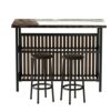 DINGZZ 3 Piece Kitchen Island Set with 2 Stools and 2 Shelves Faux Marble Dining Table Set