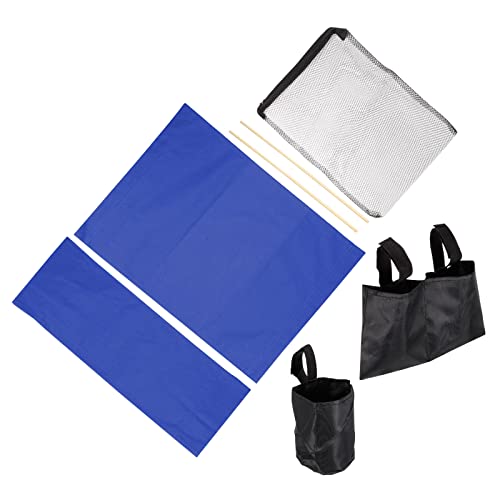 PATIKIL Director Chair Accessories Set, 5in1 Set Makeup Chair Canvas Replacement Kit and Portable Side Storage Bags, Hanging Mesh Bag, Blue