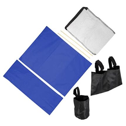 PATIKIL Director Chair Accessories Set, 5in1 Set Makeup Chair Canvas Replacement Kit and Portable Side Storage Bags, Hanging Mesh Bag, Blue