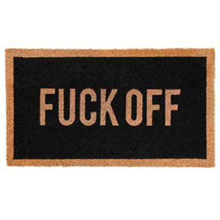 FISURA - Off Door Mat Outdoor Coconut Door Mat with PVC Non-Slip Backing Door Mat for Entrance Hand Painted Dimensions: 70 x 40 Black and Natural