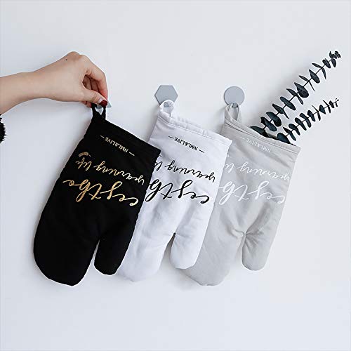 ALREMO HUANGXING - Oven Gloves, Heat Resistant Kitchen Oven Mitts, Letter Pattern, Heat Resistant Non-Slip Gloves Cotton Baking Insulation Gloves