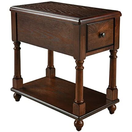 Solid Wood Bedside Table, Side Table, Small Console Cabinet, Bar Table Living Room Sofa Ends, Luxury Style, 80 x 40 x 64cm (Brown)