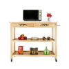 DLOETT Moveable Kitchen Cart with Stainless Steel Table Top Two Drawers Two Shelves Kitchen Trolley Cart Dining