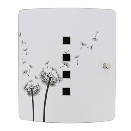 Burg-Wächter Stainless Steel Door Wall Key Box with 10 Hooks Practical Magnetic Closure Printed Dandelion, 240 mm 6204/10 Ni