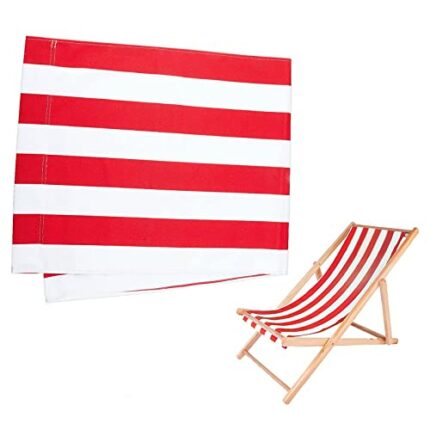 PH PandaHall Chair Replacement Fabric, 44 x 17 Inch Lounge Chair Cloth Long Beach Chair Cloth Folding Chair Red and White Striped Oxford Canvas C