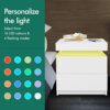 ELFORDSON LED Bedside Table 4 Sides High Gloss Wooden Nightstand Cabinet with 16 Colours LED light 2-Drawer Home Storage Organiser for Bedroom Li