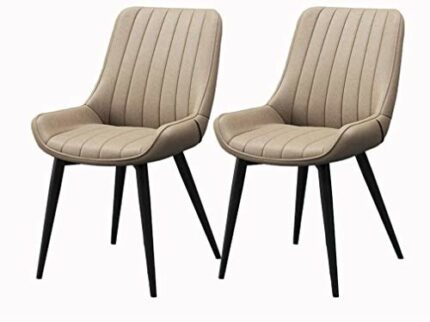 dining chair Kitchen Dining Room Furniture Chairs Set Of 2 Dining Chairs with Metal Feet PU Leather Seat and Backrest Leisure Chair for Kitchen L