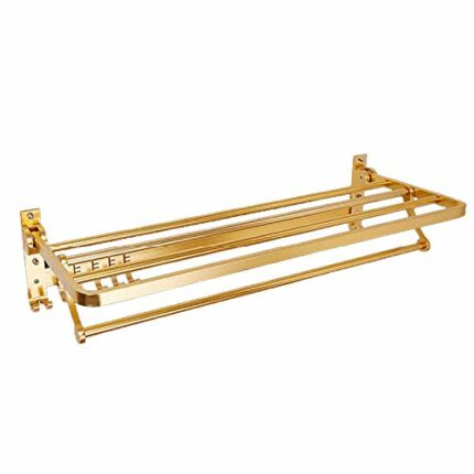Towel Rack Aluminum Towel Bar Double Layer Towel Shelf Self Adhesive Bathroom Wall Mounted Rustproof Folding Towel Holder Towel Rail