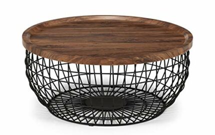 Julian Bowen Smithson Storage Coffee Table, Walnut/Black,Height: 36, Width: 80, Depth: 80cm