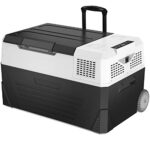 DISHENGZHEN 50L Car Fridge Mini Refrigerator, Portable Cooler and Freezer for Home & Travel with Wheels and Handle, AC/DC Cable Included