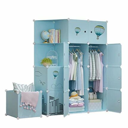 LUKEO Portable Wardrobe Closet Rack Folding Storage Closet Cabinet Multifunctional Dustproof and Moistureproof Bedroom Furniture