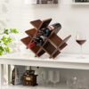PowerKing Wine Rack Small Wine Stand for 8 Bottles, Bottle Rack Wooden Wine Bottle Holder for Kitchen & Pantry & Bar, Bottle Rack Wine Cabinet Bo