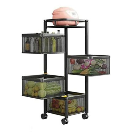 JJZXD Multi-layer Kitchen Rack Storage Rack Vegetable and Fruit Basket Trolley Multi-functional Kitchen Storage Rack (Color : B, Size : 95cm*26.5