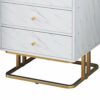 SDFGH Marble Texture MDF Bedside Table, Bedroom Furniture Bedside Table, Bedside Table with 3 Drawers, Sofa Side Table