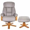GFA The Nice - Swivel Recliner Chair And Matching Footstool In Pebble Genuine Leather
