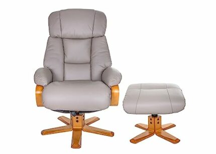 GFA The Nice - Swivel Recliner Chair And Matching Footstool In Pebble Genuine Leather