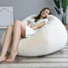 YFYTYG-PX Bean Bag Cover, XL Large Bean Bag Chair Cover Indoor Lazy Manmade Rabbit Fur Sofa Cover for Adult Kids (Fillings Not Included),White,XL