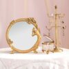 SDFGH Makeup Retro Style European Resin Carved Ornaments Round Antique for Tabletop Bedroom Home Decor