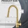 Tohlar Kitchen Tap, Gold Kitchen Tap, Kitchen Taps with Pull Out Spray Stainless Steel Kitchen Sink Tap Gold Kitchen Mixer Tap Brushed Gold Kitch