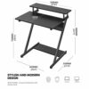 FITUEYES Z-Shaped Computer Desk with Monitor Riser, Space-Saving Black Writing Table, Ideal for Small Spaces, Wooden Home Office Workstation, 70x