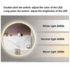 SkiPdr round Bathroom Mirror with Illuminated Led Dimmable and Aluminum Alloy Frame, Wall Mounted Makeup Shaving Size: Φ60/70/80Cm, Black FrameLe