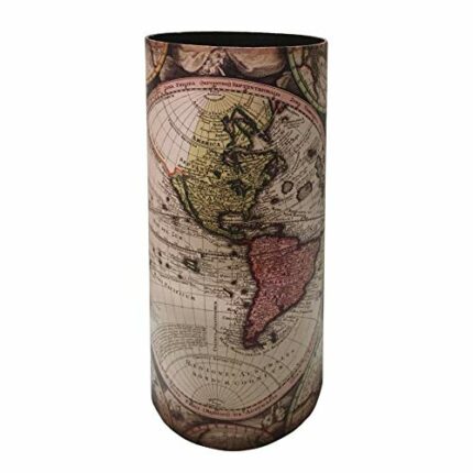 Rebecca Mobili Indoor Umbrella Stand, Decorative Umbrella Stand, Mdf Canvas, Vintage Style, Colored, with Water Tray- Measures: 54x23x23 (HxWxD)