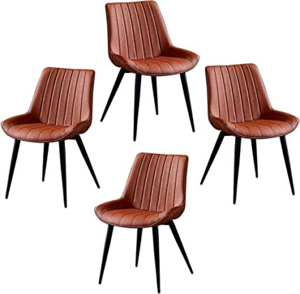 Kitchen Dining Room Furniture Chairs Dining Chairs Set Of 4 Artificial Leather Wrought Iron Stool Legs Dining Chairs Living Room Bedroom Balcony
