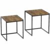 Vida Designs Brooklyn Nest of Tables 2 Piece Set Coffee Side End Tables Industrial Rustic Living Room Furniture (Dark Wood)