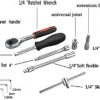 WAIZHIUA 46Pcs Socket Wrench Set, 1/4'' Drive Socket Wrench Driver Bits Set Metric Tool Kit with Flexible Extension Rods, Quick Release Reversibl