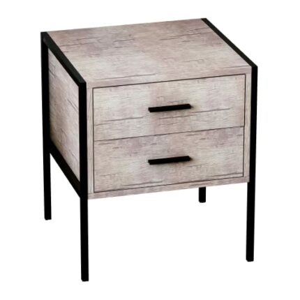 Amazon Brand - Movian Industrial 2-Drawer Rectangular Bedside Nightstand Table, Light Wood, 40 cm D x 43 cm W x 50 cm H