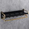 Towel Rack Bathroom Towel Rail Wall-Mounted,Advanced Modern Fashion,Durable Double-Layer Space Aluminum Rack(Color:Black Gold)