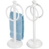 mDesign Small Hand Towel Holder — Freestanding Towel Rail for Bathroom and Dressing Table — Metal Bathroom Towel Rack — Set of 2 — Grey