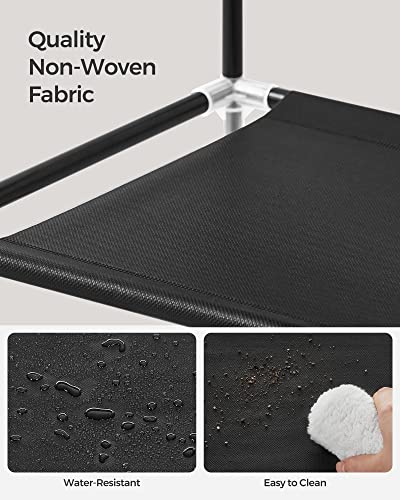 SONGMICS 2-Tier Rack, Shoe Storage for Hallway Closet, Slim and Space-Saving, Metal Frame, Non-Woven Fabric Shelves, Black LSH052B01