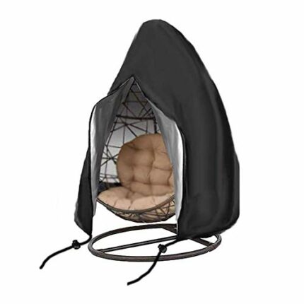 HONCENMAX Patio Hanging Chair Cover with Zipper - Outdoor Cocoon Egg Chair Cover - Waterproof/Windproof/Durable Furniture Protective Cover - for