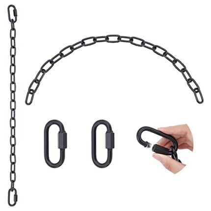 UNICRAFTALE 2pcs 27.76 inch Black Heavy Duty Hanging Chains with 2 Carabiners Hanging Kits Stainless Steel Paperclip Chains for Indoor Outdoor Pl