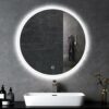 STARLEAD Round Bathroom Mirror with LED lights, 600mm Wall Mounted Mirror, LED Bathroom Mirror Bluetooth Mirror, Demister pad/Dimmable/Color Chan