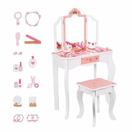 OOOK Kids Vanity Set,Table & Chair Vanity Set