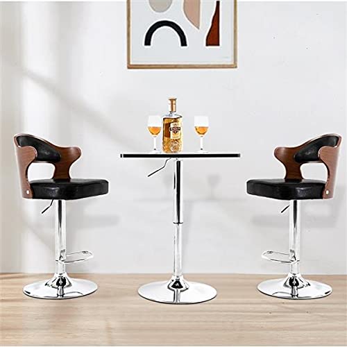 WALNUT 2Pcs Coffee Bar Stool Computer Chairs PU Leather Surface 360 Rotation Height Adjustable with Armrests Teak Color