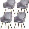 dining chair Kitchen Dining Room Furniture Chairs Dining Chairs Set Of 4 Soft Gold Velvet Cloth Kitchen Chair Adjustable Antislip Metal Legs Mode