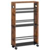 HOOBRO Slim Storage Trolley, Narrow Kitchen Cart, Slide Out Kitchen Trolley on Wheels, 4-Tier Rolling Utility Cart with Handle, for Small Space,