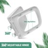 Vantency Square Toilet Seat Soft Close, Top Fit White Toilet Seats with Quick Release, Adjustable Hinges