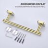 Bathroom Towel Bar in Brushed Gold, 16-Inch SUS304 Stainless Steel Bath Towel Rail, Rust Proof, Brushed Brass