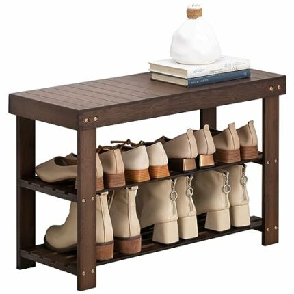 N/A Shoe Storage Cabinet, Bamboo Shoe Rack Bench, 3 Tier Shoe Shelf, Shoe Organizer Waterproof Storage Bench, for Entryway Hallway Living Room Sh