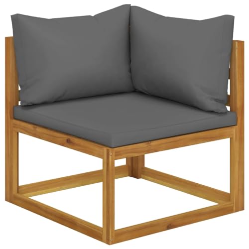 vidaXL Garden Lounge Set 5 Piece, Outdoor Sofa Set, Garden Furniture Set Corner Sofa Footrest, Farmhouse Style, with Cushions Solid Wood Acacia