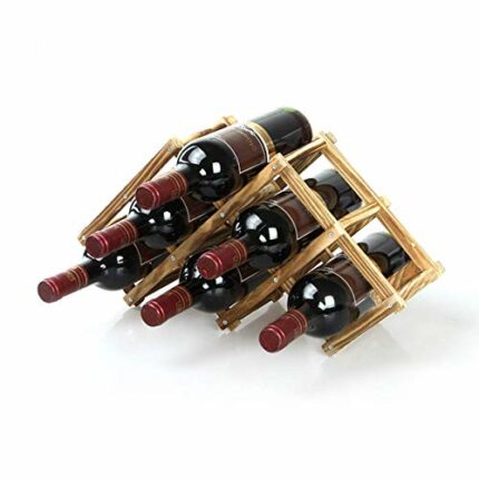 KEppd Solid Wood Diamond Shaped Wine Rack Foldable Wine Shelves Creative Free Standing Rustic Wood Wine Bottle Holder Folding Organizer Display S