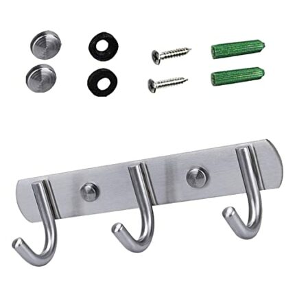 Coat Hook Wall Mounted Coat Hooks Rack with 3 Round Hooks Heavy Duty Clothes Hat Holder for Wall