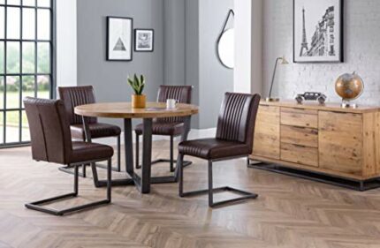 Julian Bowen Set Of 2 Brooklyn Chairs, Brown,Height: 89, Width: 47, Depth: 65cm