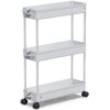 SPACEKEEPER Storage Trolley 3-Tier Slim Storage Cart Slide Out Rolling Utility Cart Mobile Shelving Unit Trolley Organizer Cart for Kitchen Bathr